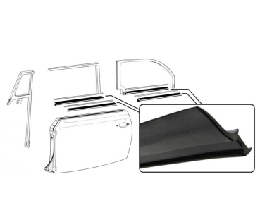 VW Käfer Cabriolet 54-1964 Fensterschachtdichtung Innenschachtdichtung SET 2 teilig 151837475B1979 Fensterchrom Fensterschachtdichtung Türchrom Aussenschachtdichtung SET